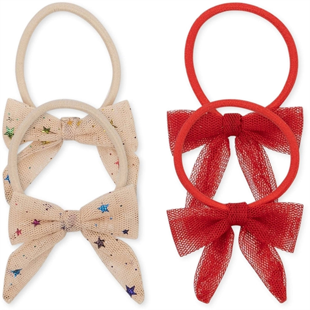 Elastik Tulle Bowtie 4-pak Multi Star/Red