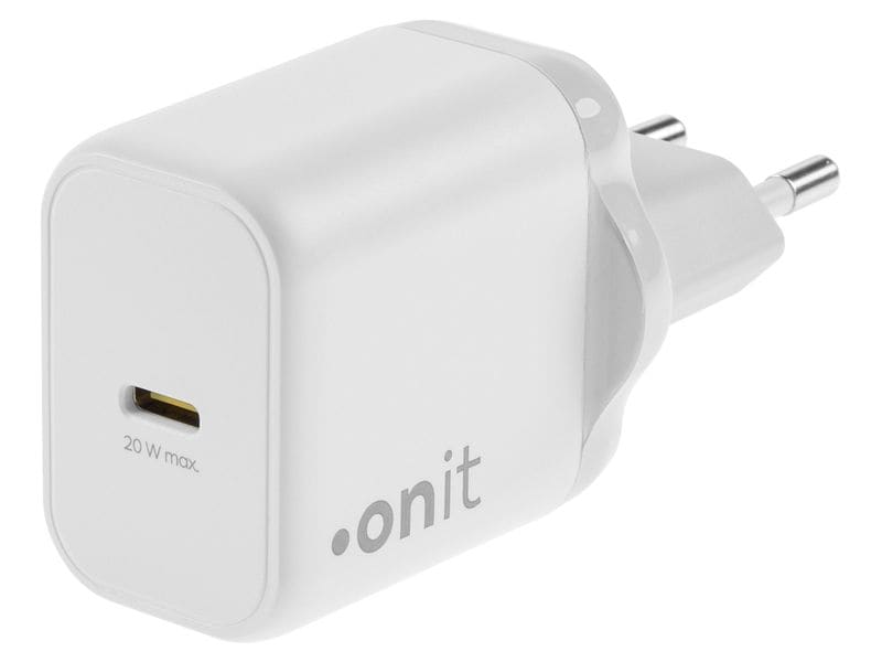 onit USB-Wandladegerät Single 1C 20 W GaN Weiss Ladeadapter mit einem USB-C-Port