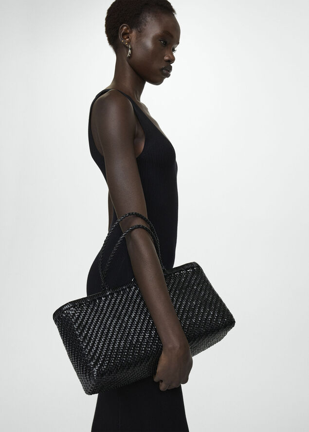 MANGO Knit strapless dress Black