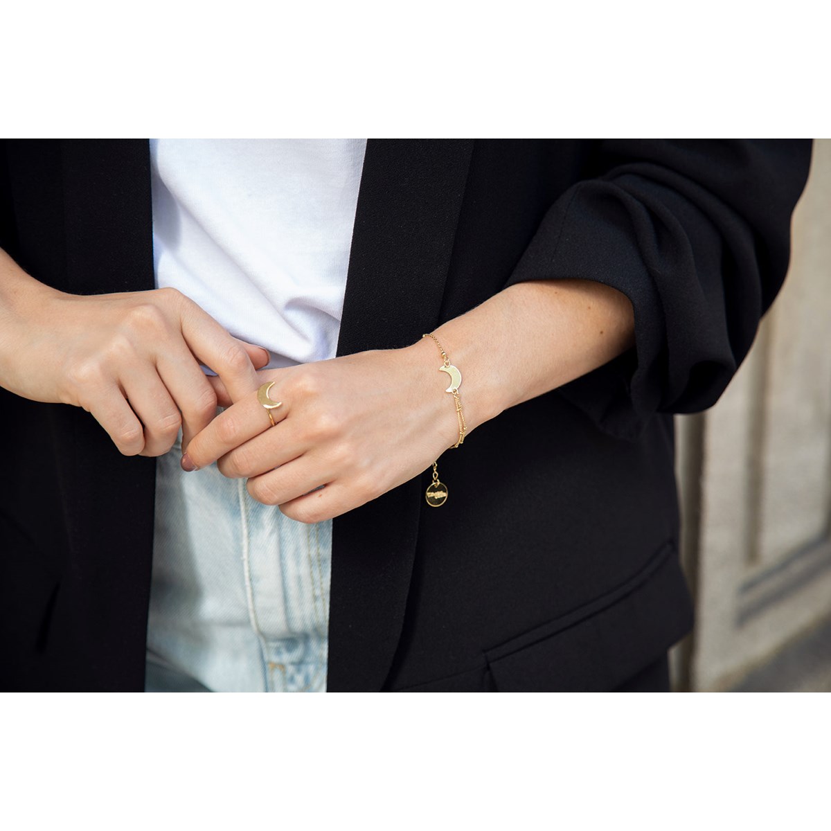 bague lune plaqué argent - SÉLÉNÉ