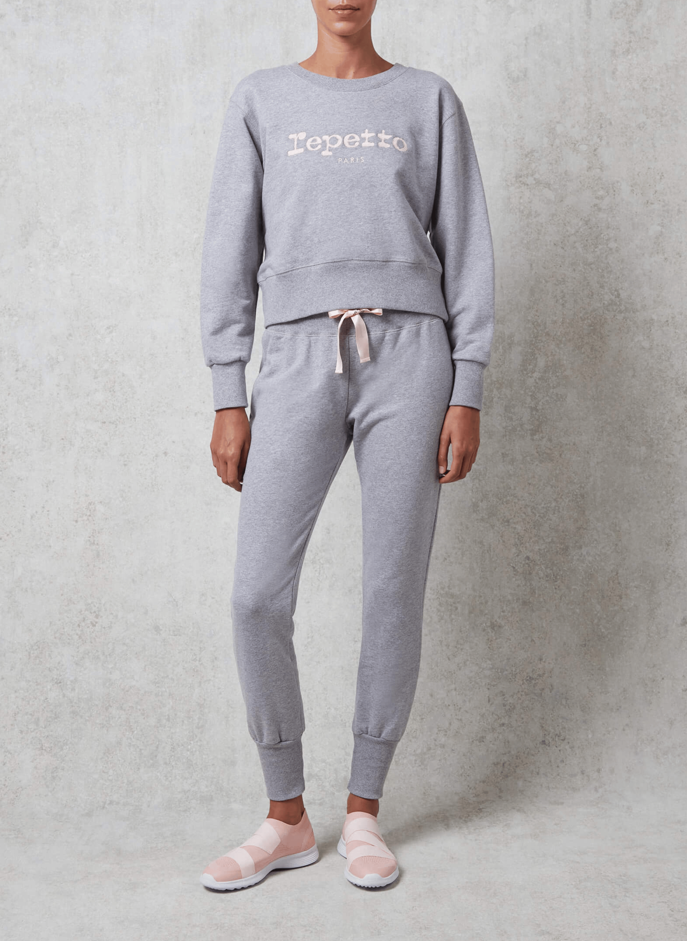 Jogging ajusté taille haute en molleton | Gris