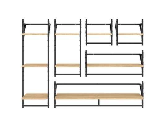 VIDAXL - Etagère murale Ensemble d'étagères murales avec barres 6 pcs chêne sonoma