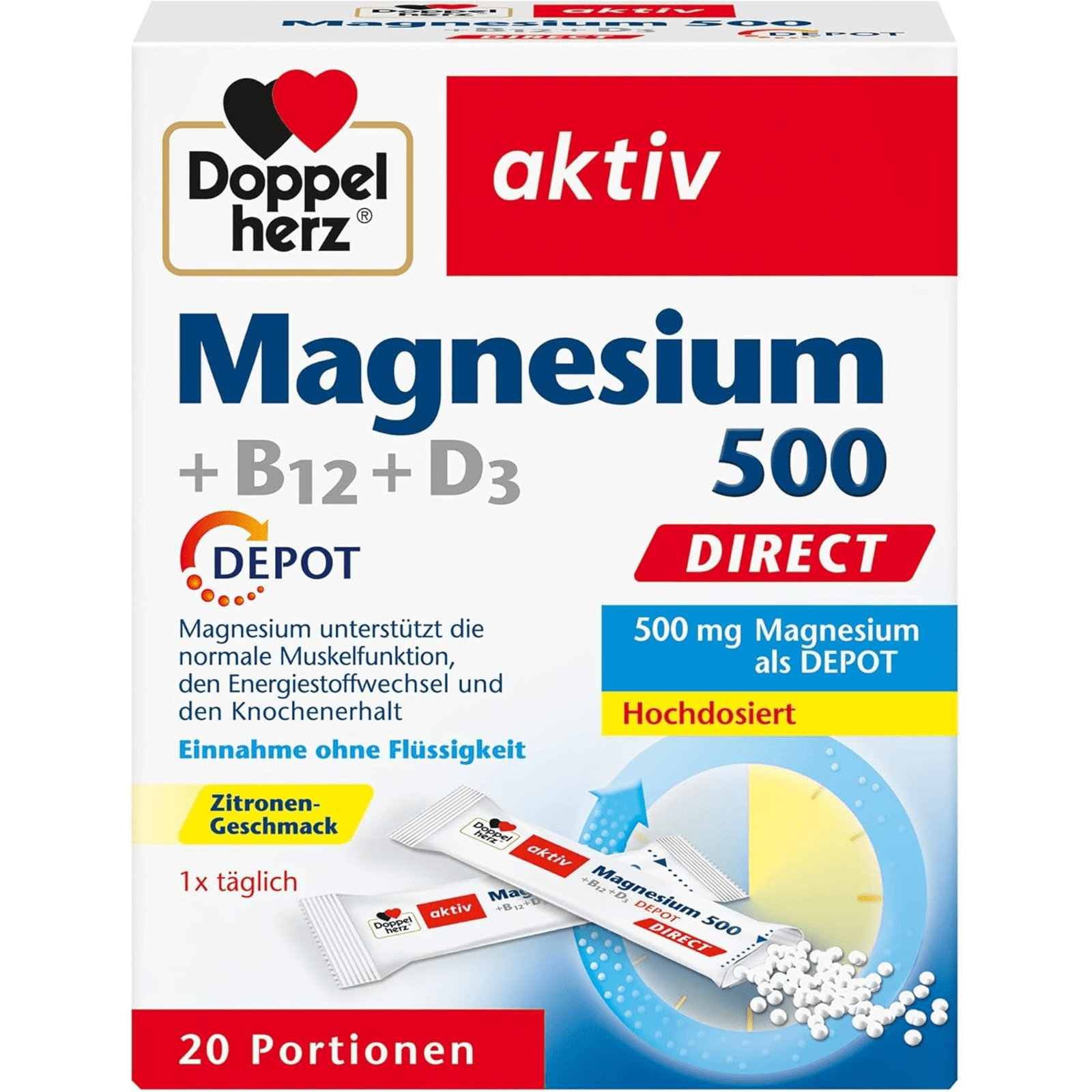 Magnesium 500 + B12 + D3 Depot direct (20x1,6g)