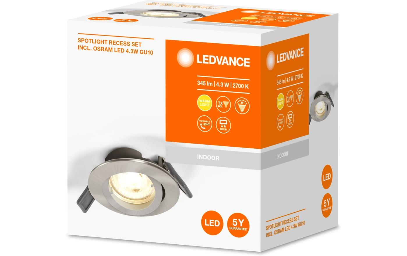 Einbauspot Downlight Twistlock, GU10, 4.3W, 2700K, GrauSpotleuchte zur Deckenmontage