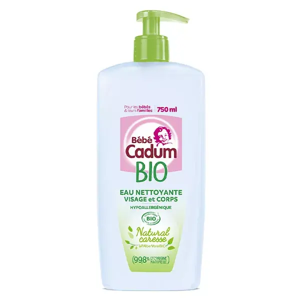 Cadum Bébé Natural Caresse Eau Nettoyante Visage & Corps Aloé Vera Bio 750ml