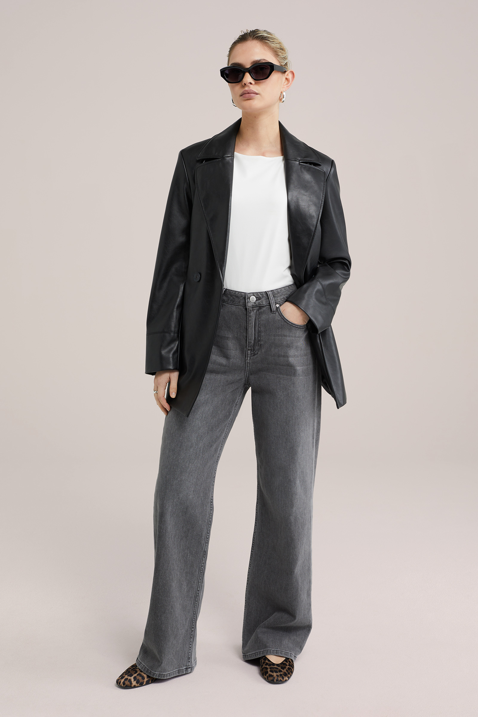 jas van imitatieleer WE Fashion Zwart