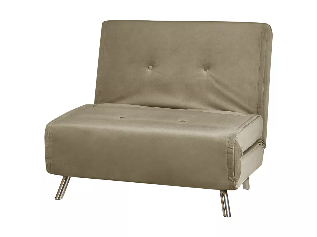 Canapé convertible 1 place en velours vert olive FARRIS
