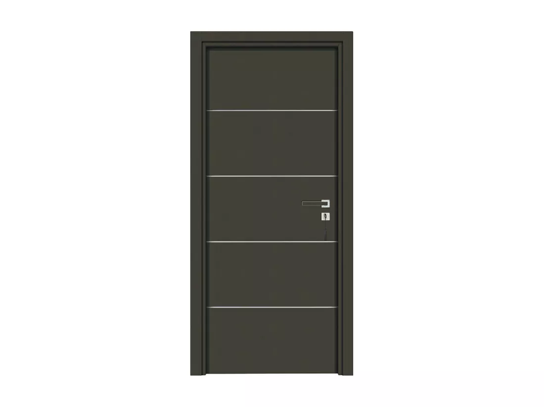 Bloc-porte pose fin de chantier collection Premium Seymour, H.204 x l.93 cm, aspect cuir basalte, réversible