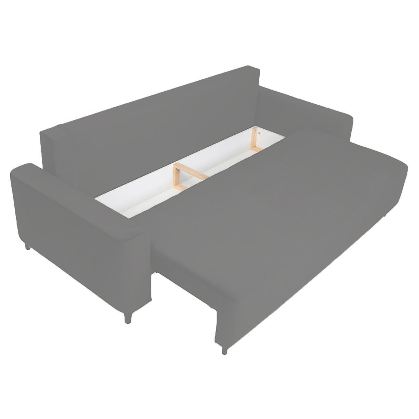 3-Sitzer Sofa - grau - Samt - mit Staukasten