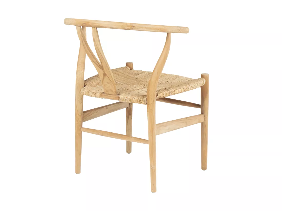 Lot de 6 chaises en teck et paille - Naturel - POGIANA