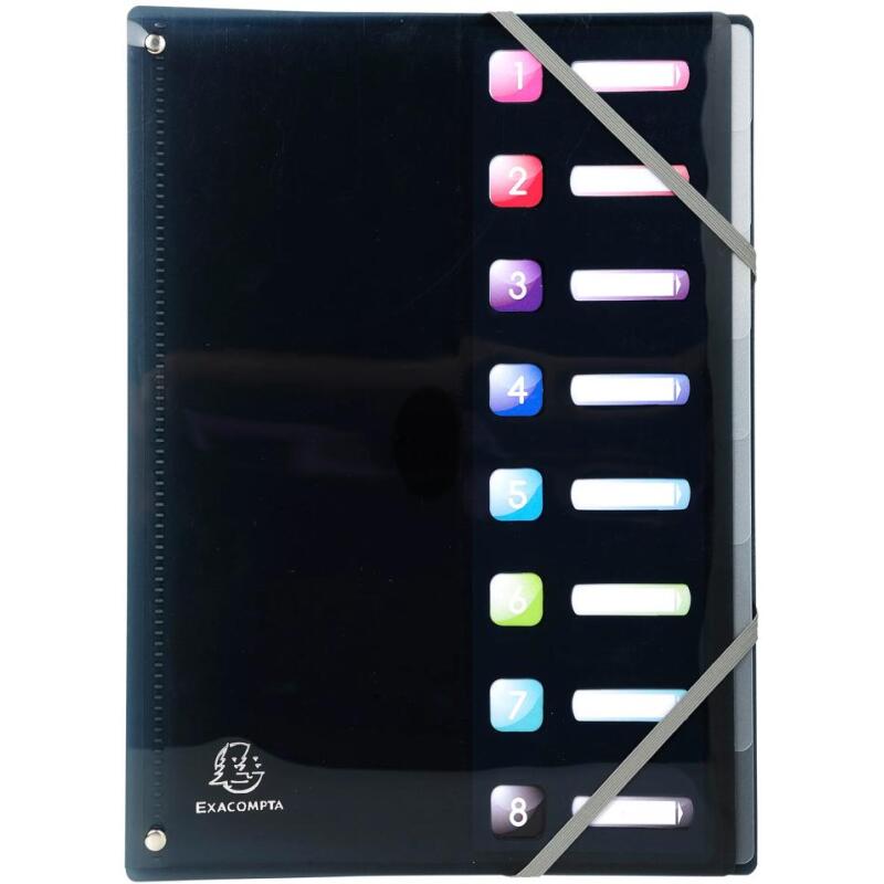 Trieur extensible en polypropylène 8 compartiments IDERAMA PP - A4 - Couleurs assorties