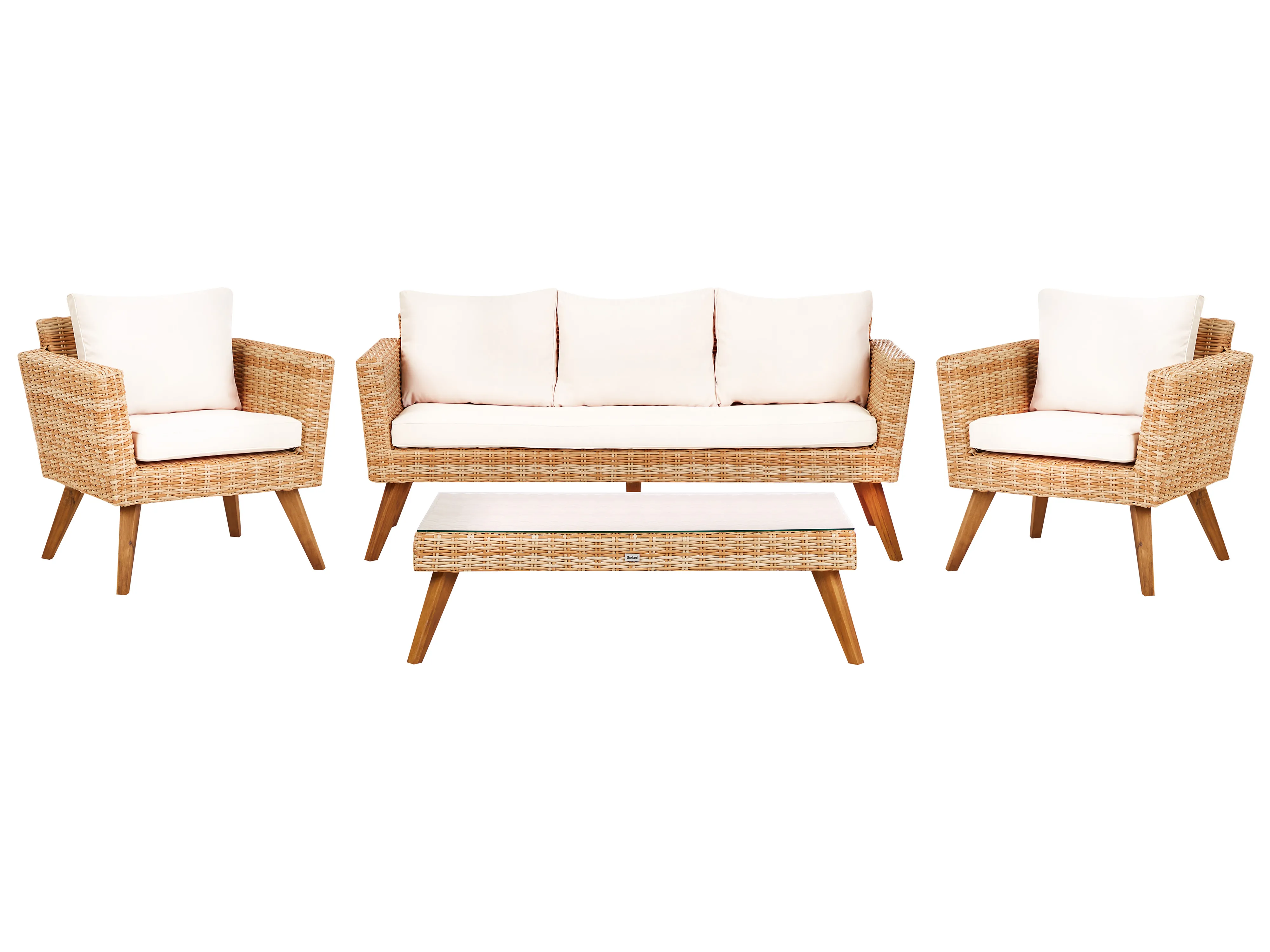 Loungeset met tafel 5-zits VITTORIA XL PE rotan Gebroken wit