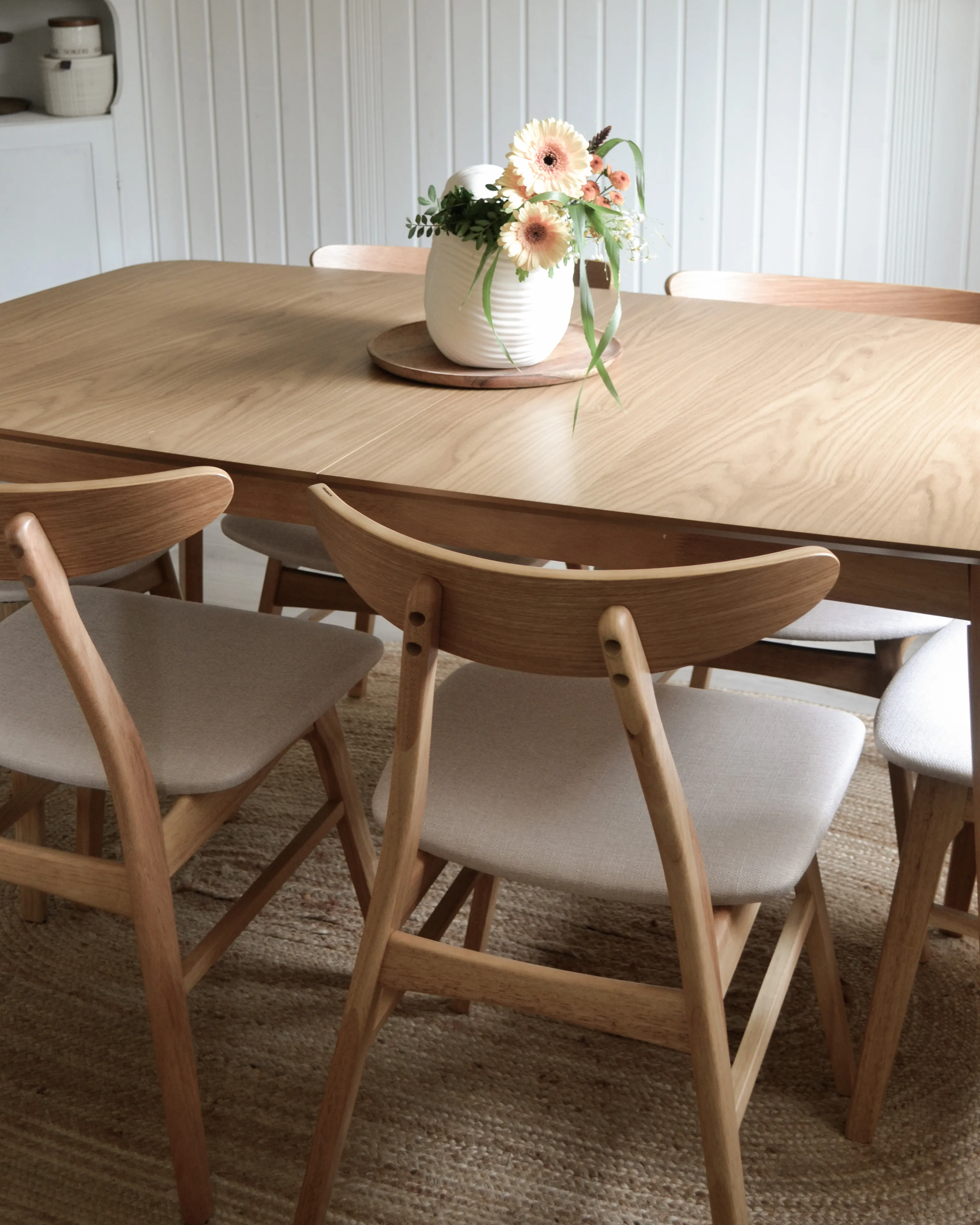 Set van 2 eetkamerstoelen LYNN Hout Lichtbruin/beige