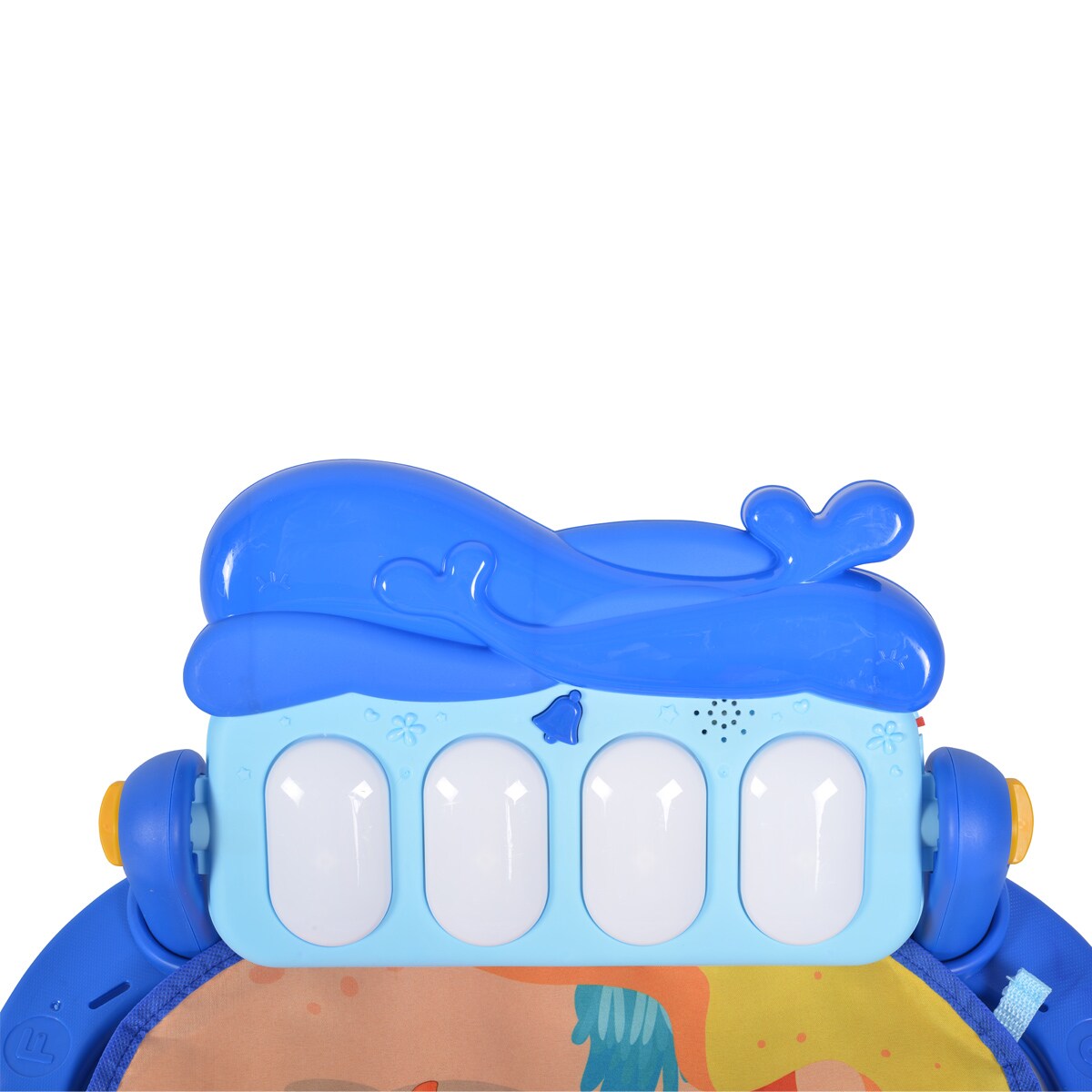 Moni Spielbogen Krabbeldecke Ocean 5 Hängespielzeuge, Klaviertasten, Melodien blau