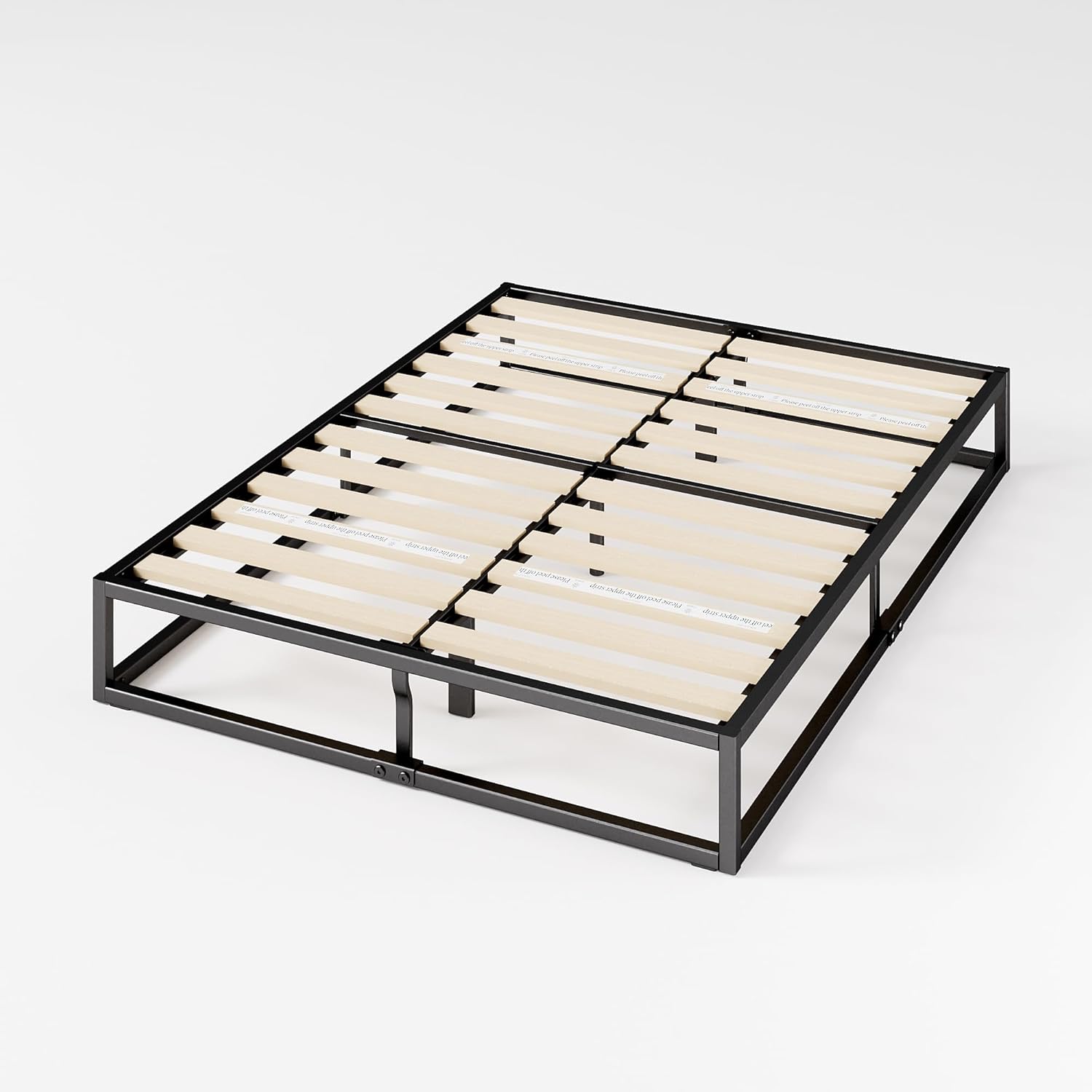 Zinus Joseph Bettgestell 180x200cm - Metallbett 180x200 mit Lattenrost aus Holz - 25 cm Hohe Plattform mit Freiraum Darunter - Kompakte Verpackung & Einfache Montage - Schwarz