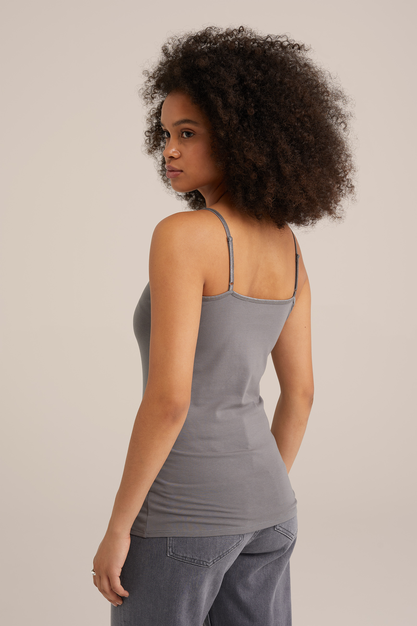 singlet met kant WE Fashion Donkergrijs