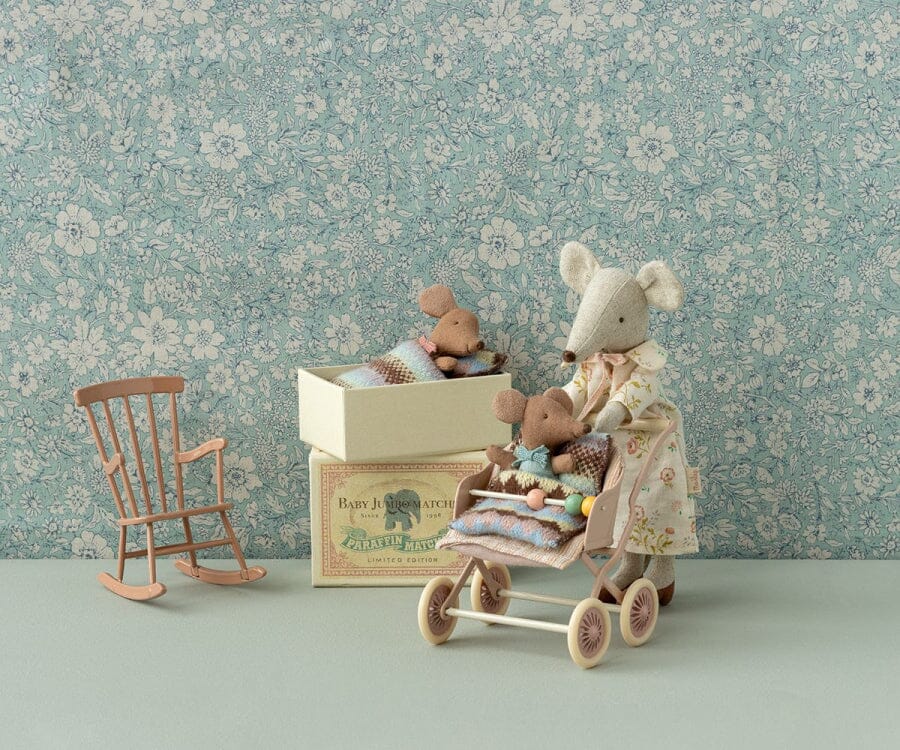 Maileg Sleepy Wakey Baby Mouse In Matchbox blue 1
