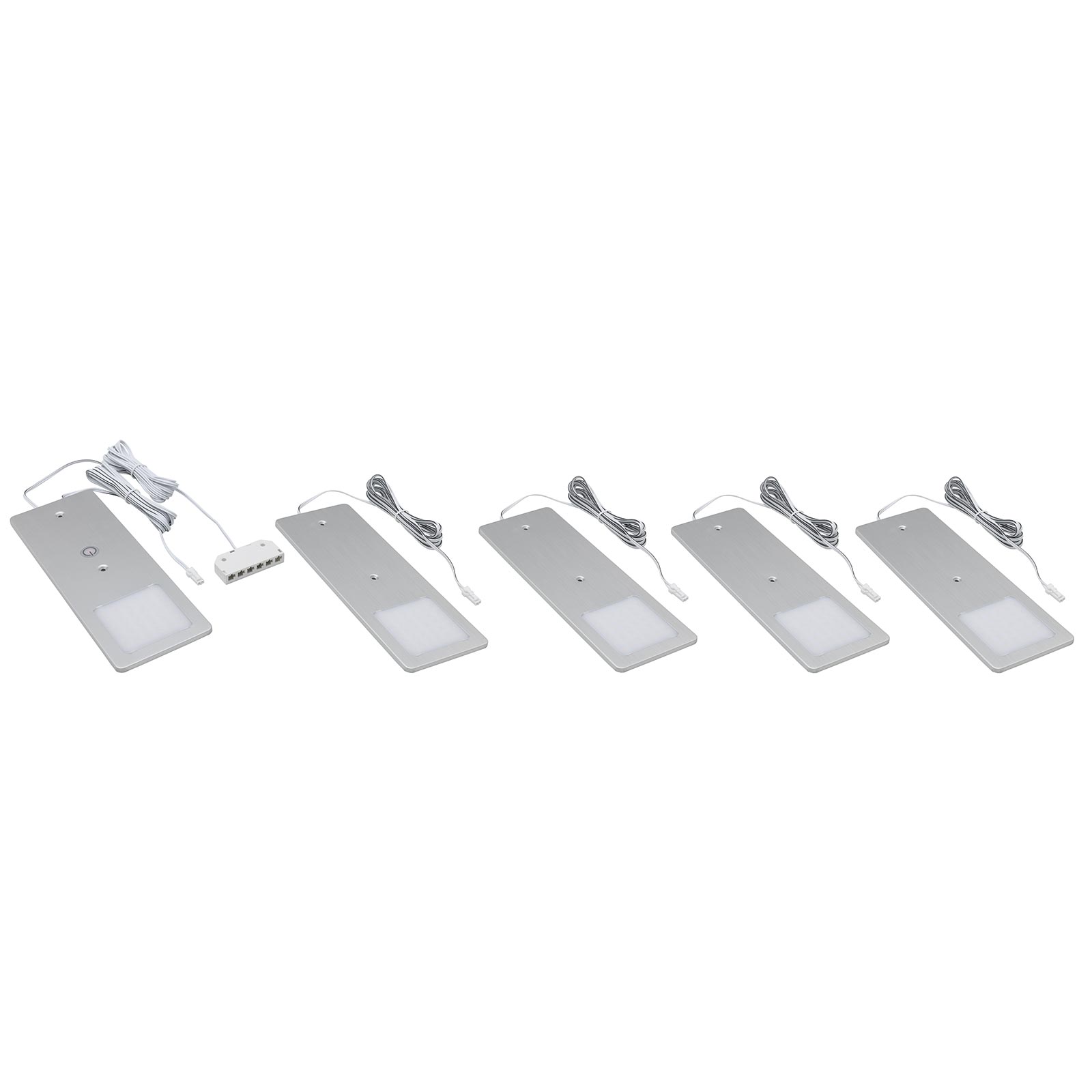 5er-Set LED-Unterbaubeleuchtung - Aluminium gebürstet - Touch