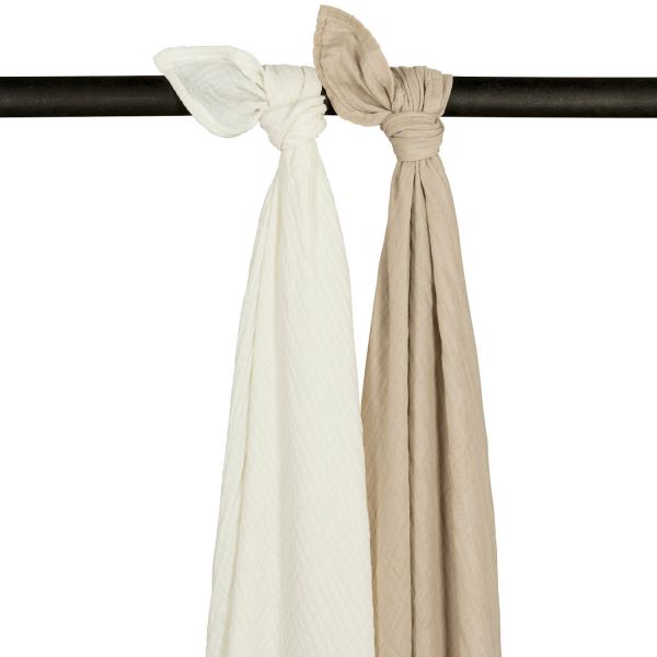Meyco Swaddle Inbakerdoek - Uni - 2 Stuks - Offwhite / Sand