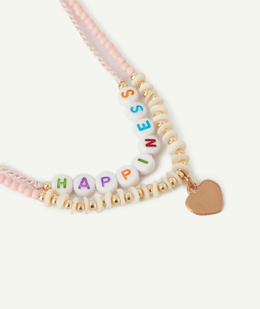 DOUBLE COLLIER FILLE EN CORDON ET EN PERLES AVEC MESSAGE