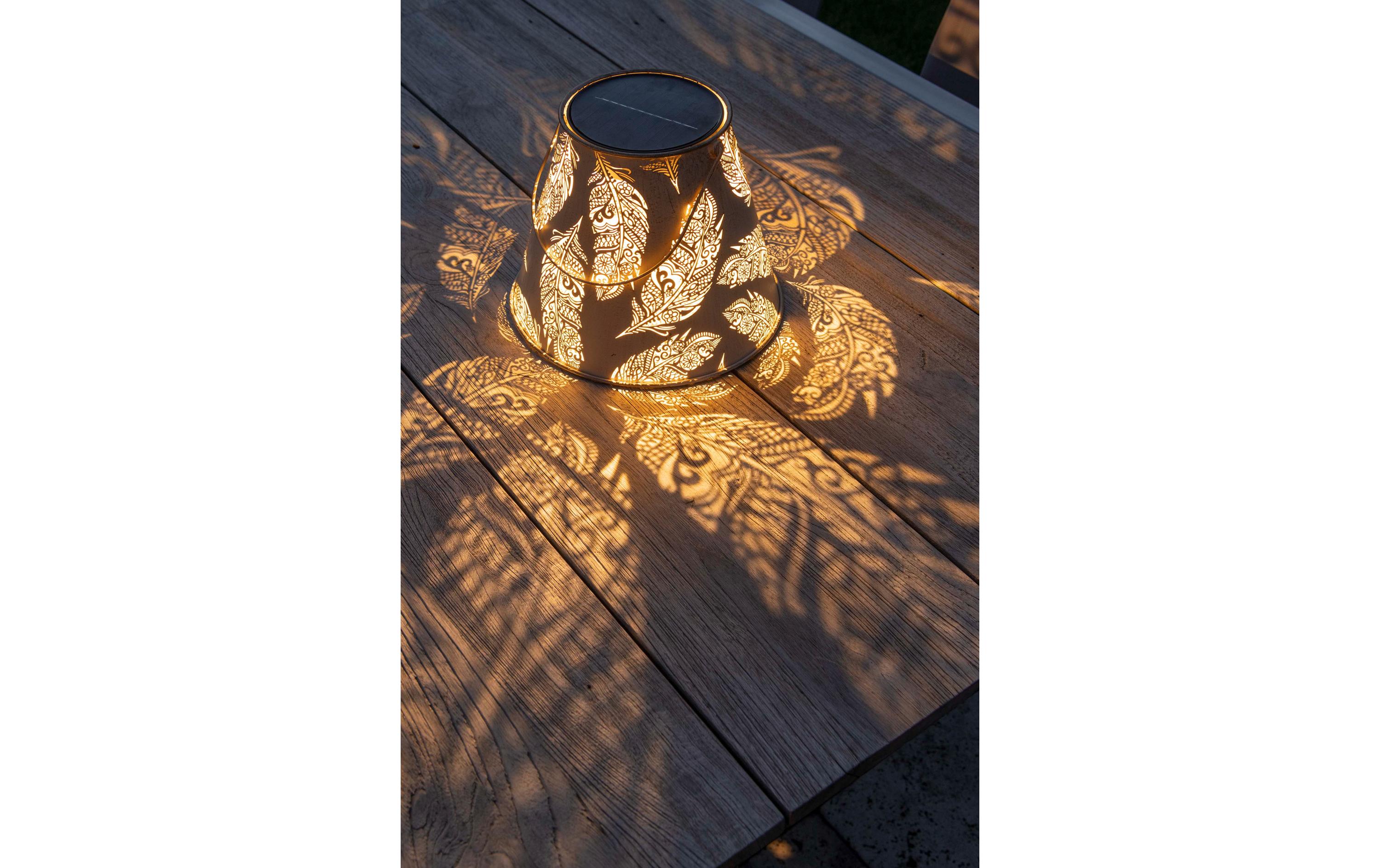 Laterne Solar Antic Feather, Ø 26 x 21 cm, SandSolarleuchte zum Aufstellen