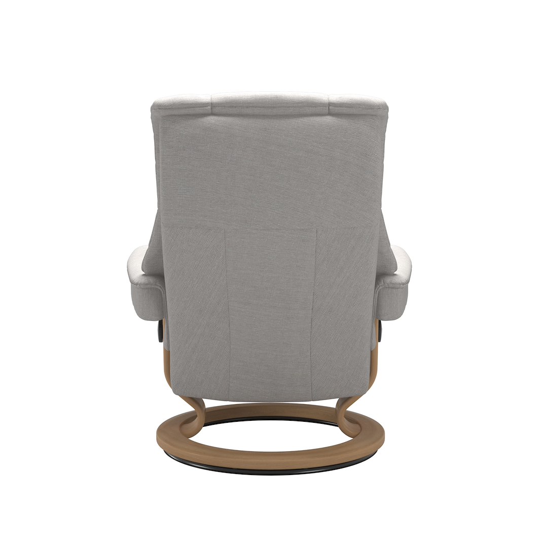 Mayfair (M) Classic lenestol med krakk Tekstil Jasmine Light Grey og Classic understell eikbeiset.