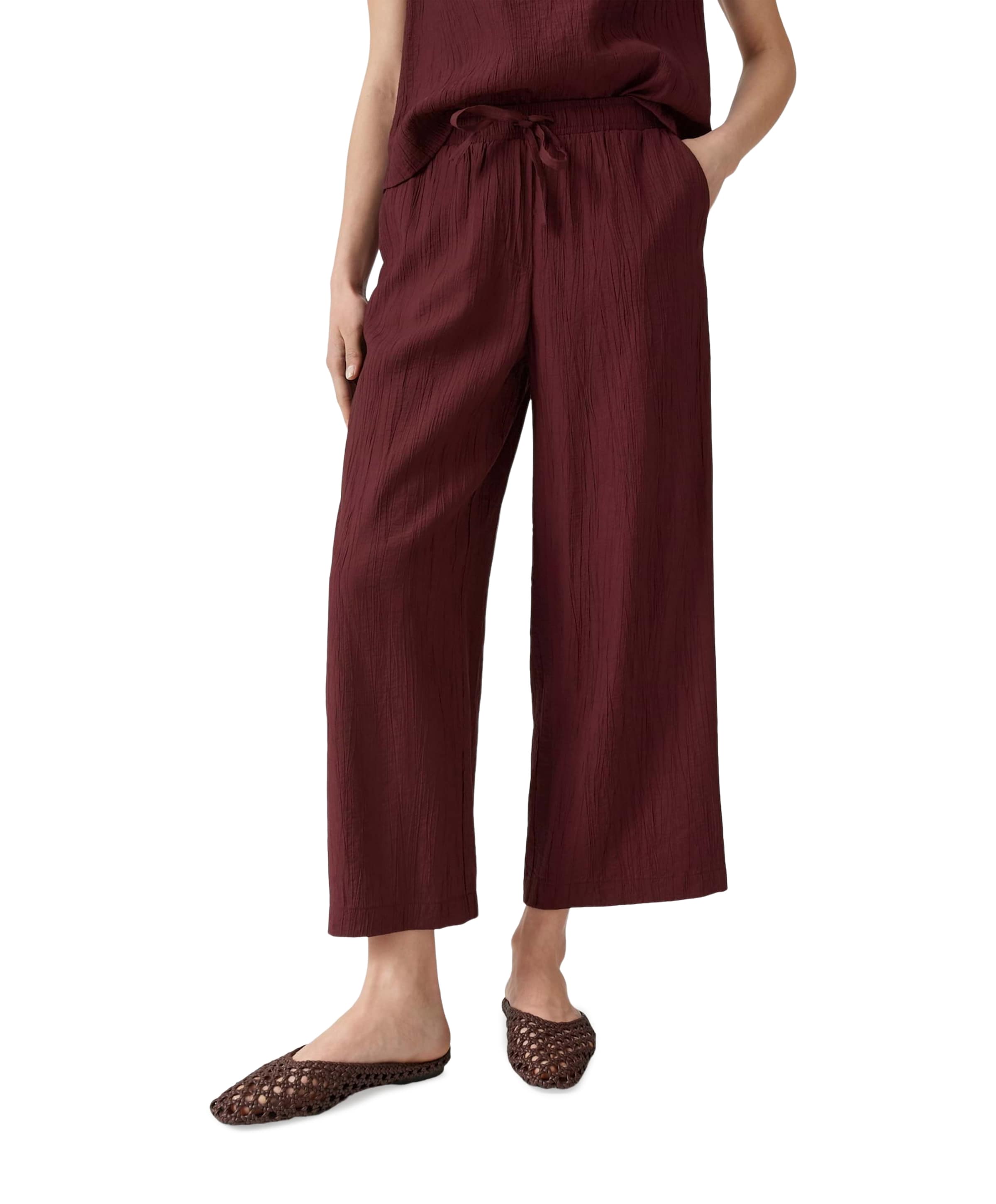 OPUS Marou crinkled dames broek bordeaux