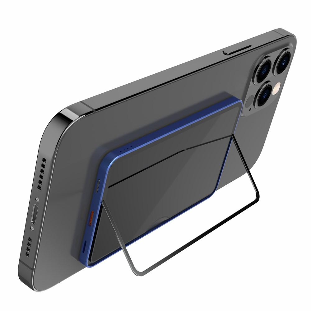 (15W) 5000mAh Magnetisches Qi Wireless MagSafe USB C Ladegerät Powerbank   Klappbarer Ständer - Grau / Schwarz