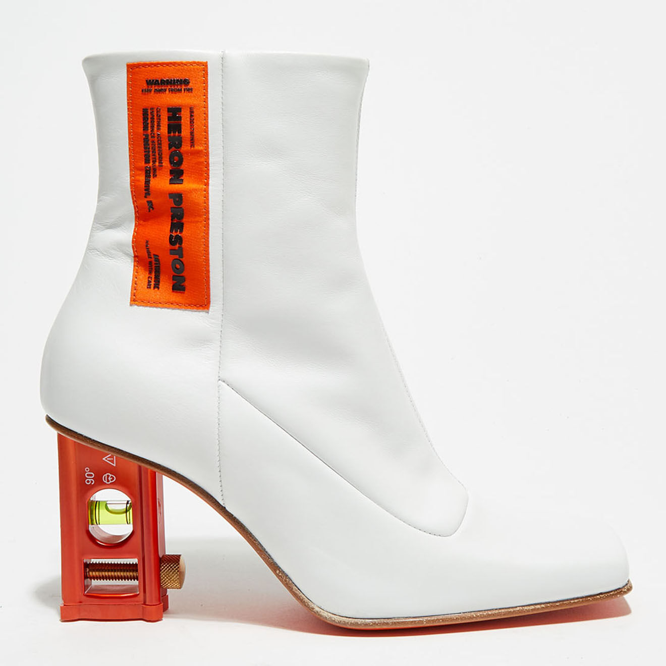 Heron Preston Bottines en Cuir Level blanc/orange - Talon 7,5 cm