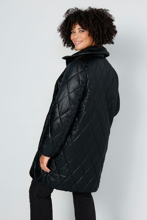 Steppjacke, oversized, Rhombenstepp, 2-Wege-Zipper, Langarm