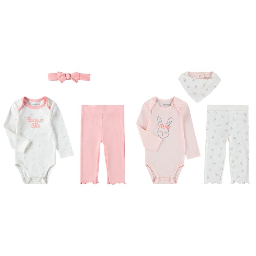 Lot de 2 ensembles 3 pièces interchangeables pour bébé fille - Rose