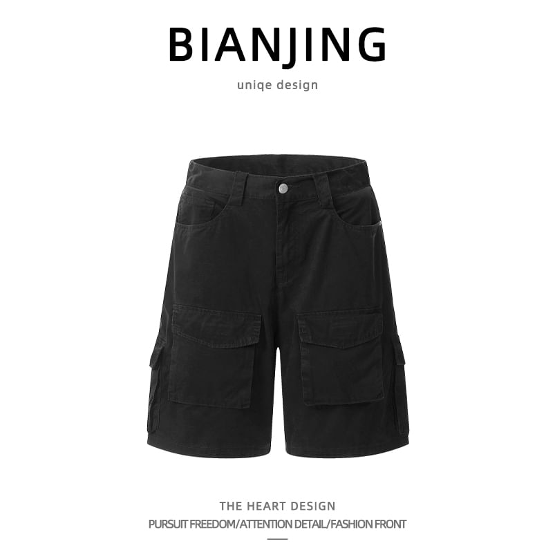 Zentrus - Mid Rise Plain Cargo Shorts
