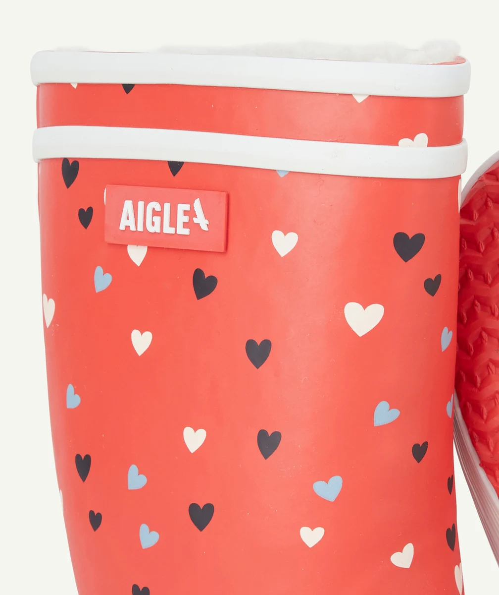 AIGLEBOTTES EN CAOUTCHOUC ROUGE AVEC COEURS LOLLYPOP 2