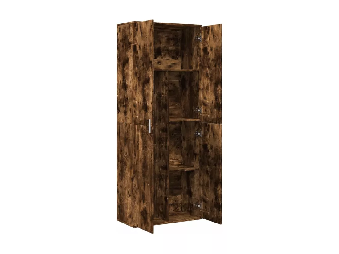 Buffet haut chêne fumé 70x35x180 cm bois d'ingénierie
