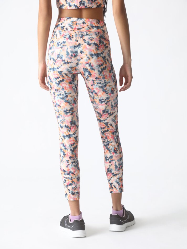 Leggings esportivas estampadas - Branco/laranja