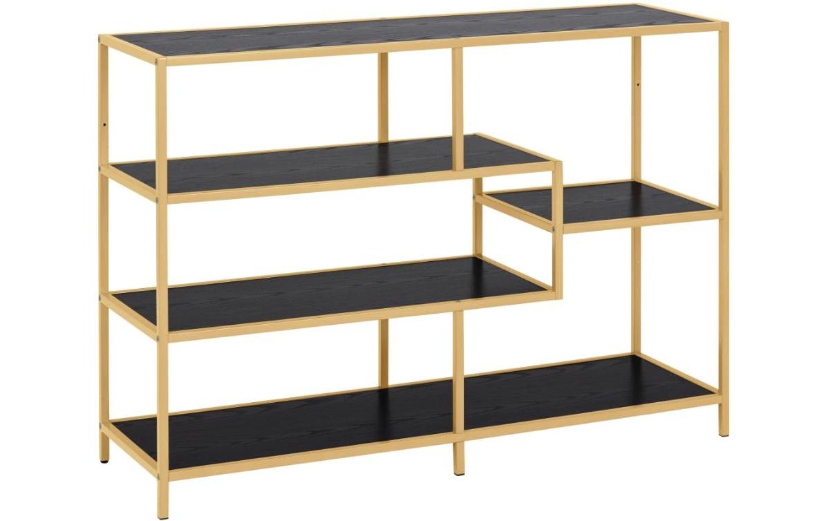 Regal Seaford 114 x 35 x 78 cm, Gold/Schwarz<br>Bücherregal