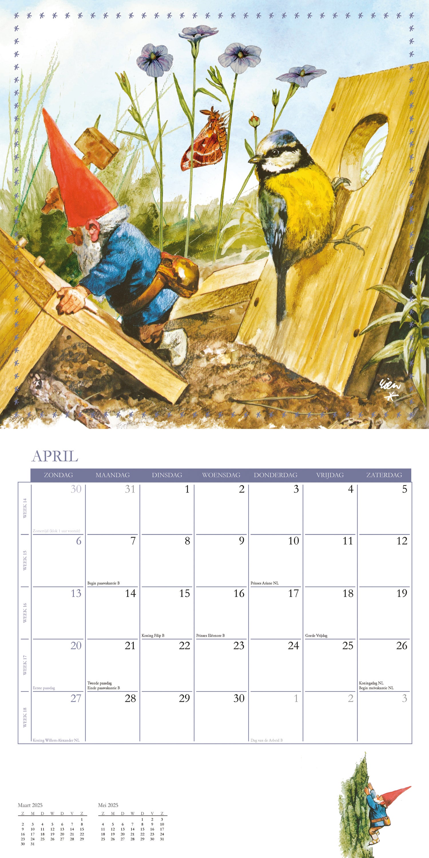 Plenty Gifts kalender Rien Poortvliet de kabouter 30 x 30 x 0,5 cm