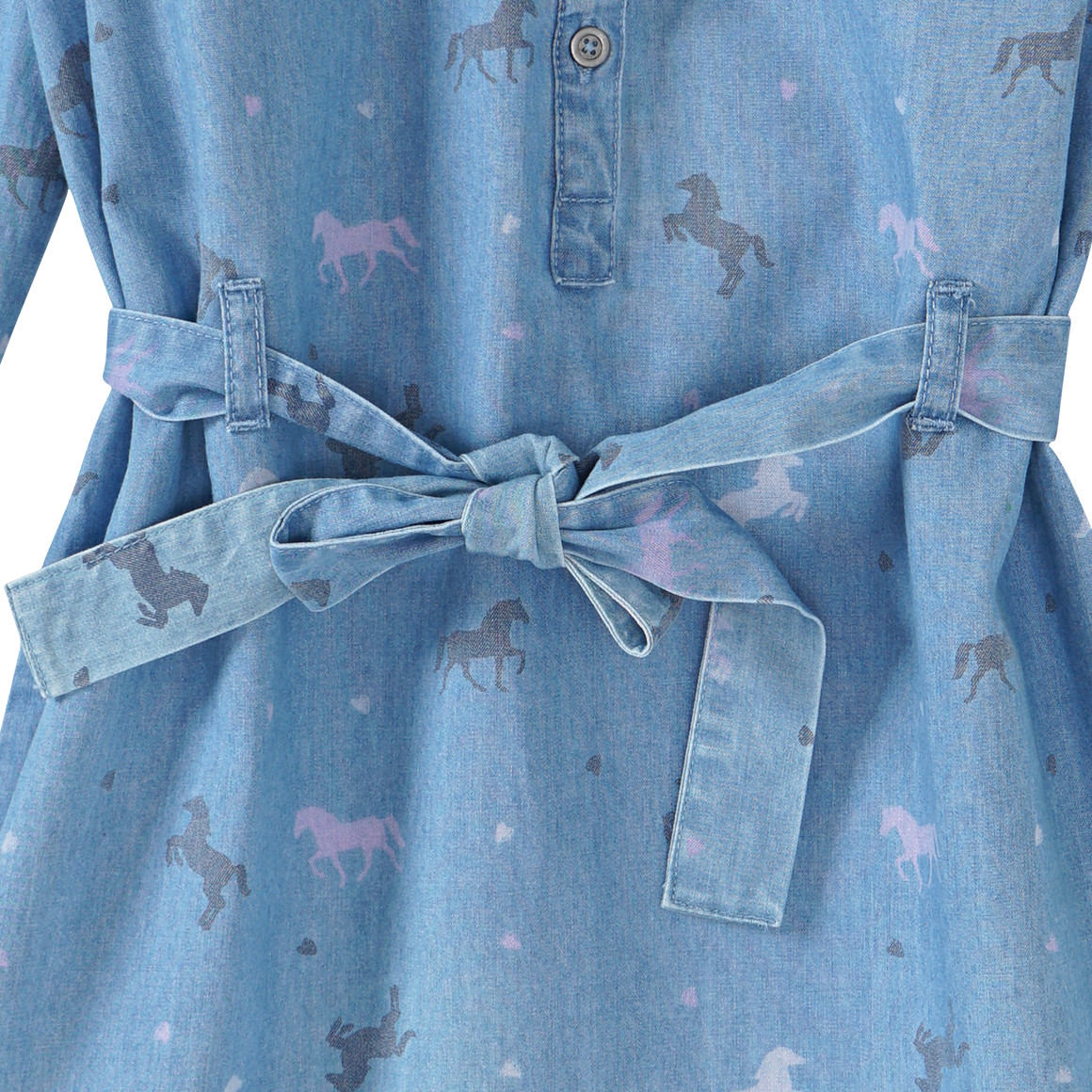 Yigga Mädchen Kleid mit Pferde-Allover hellblau