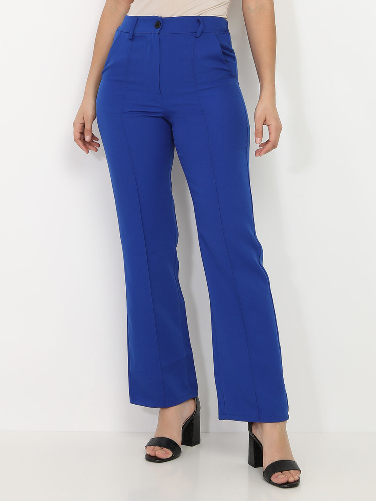Pantalon droit basique- Bleu