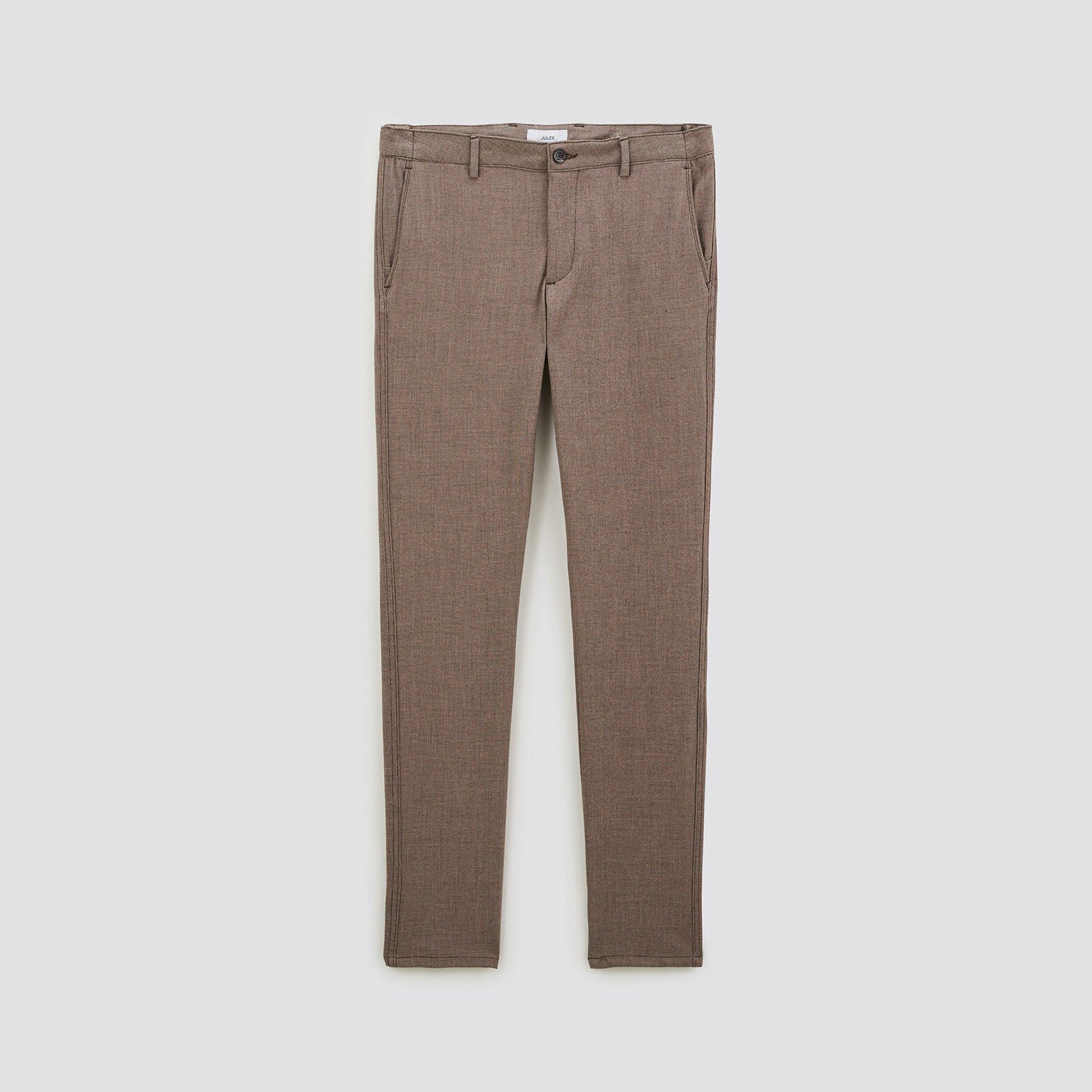 Pantalon chino slim elastiqué reliefé Marron