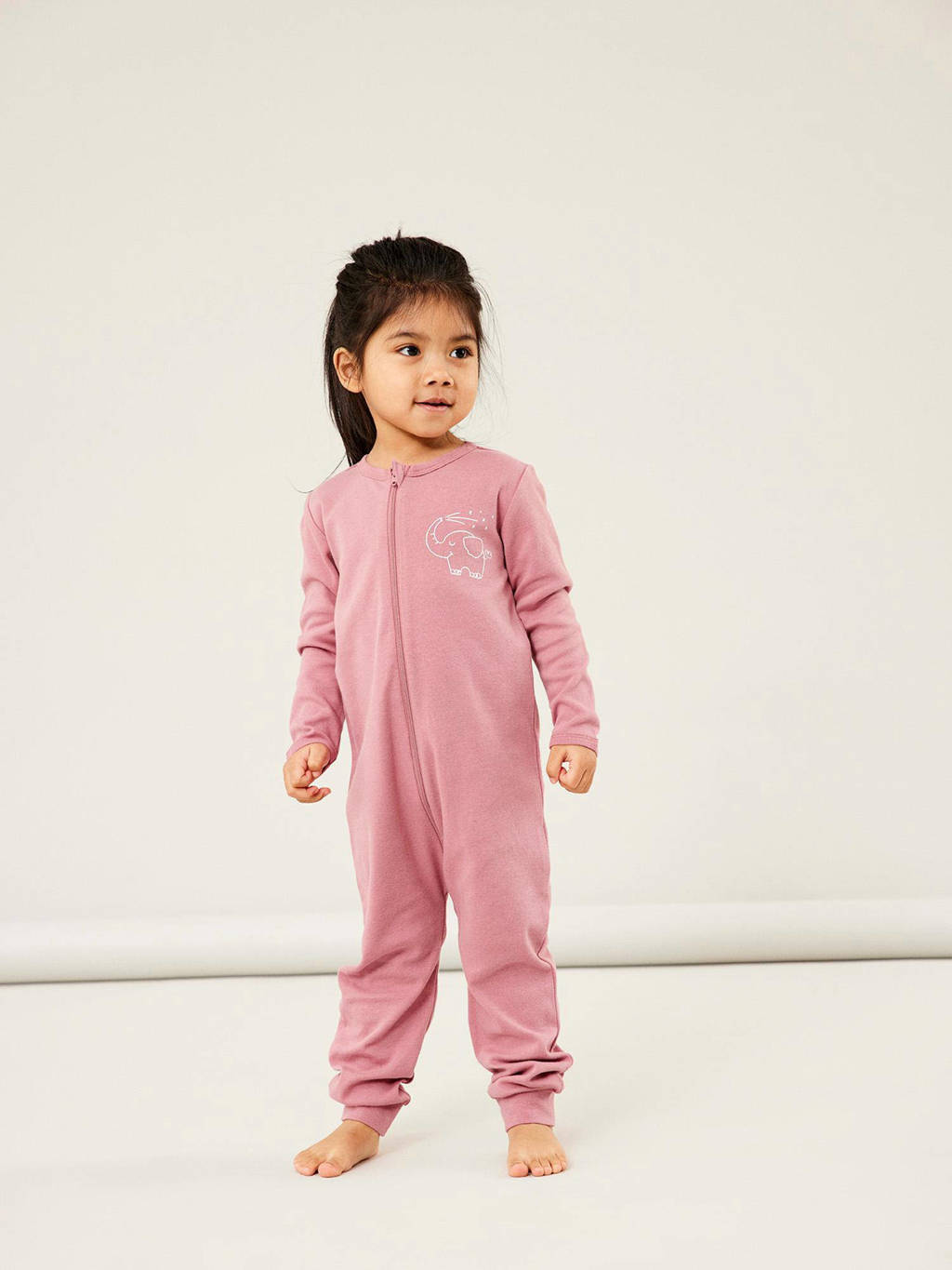NAME IT baby pyjama NBNNIGHTSUIT - set van 2 lichtroze/wit