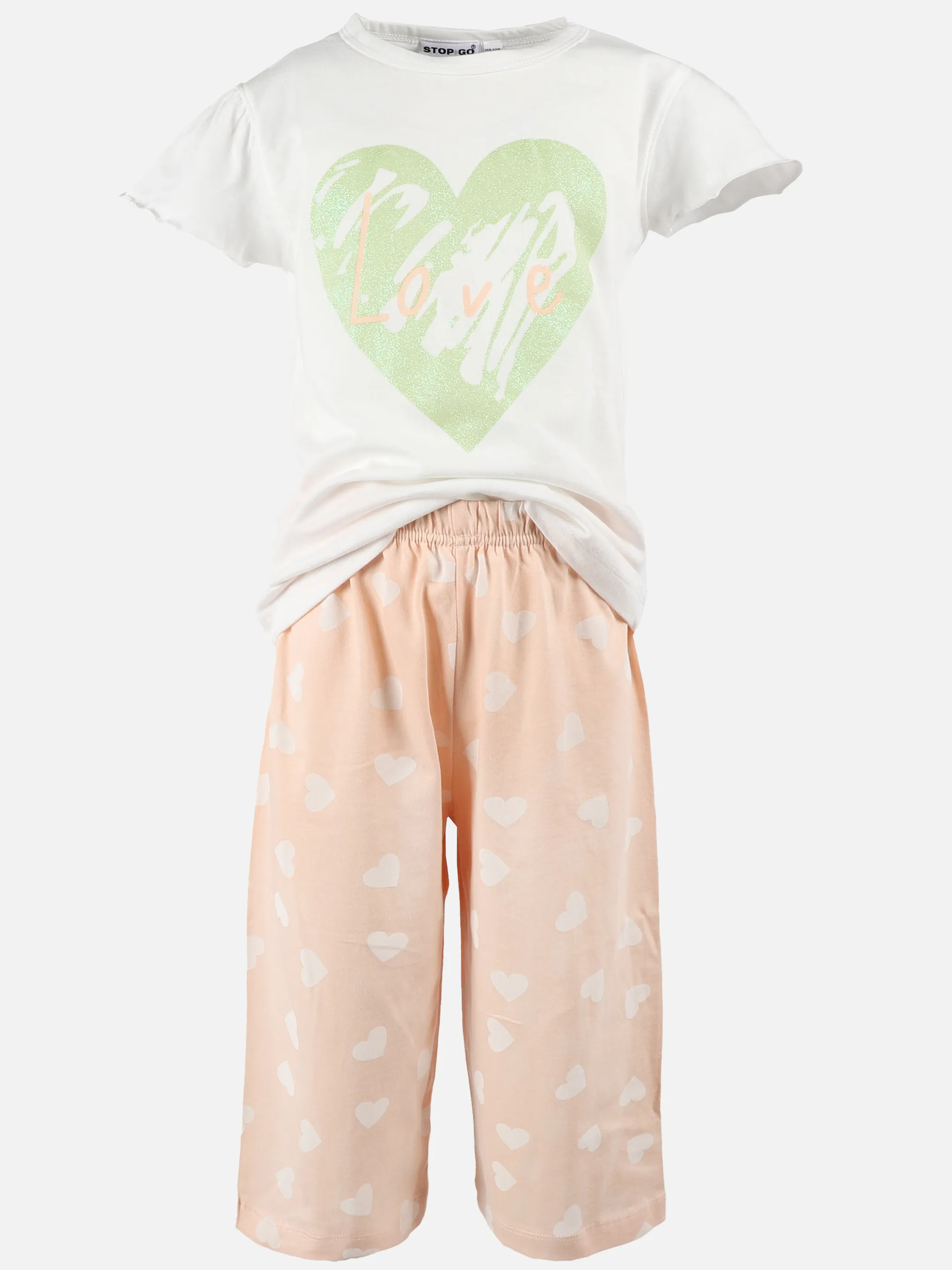 Mädchen Pyjama mit Herzchenmotiv