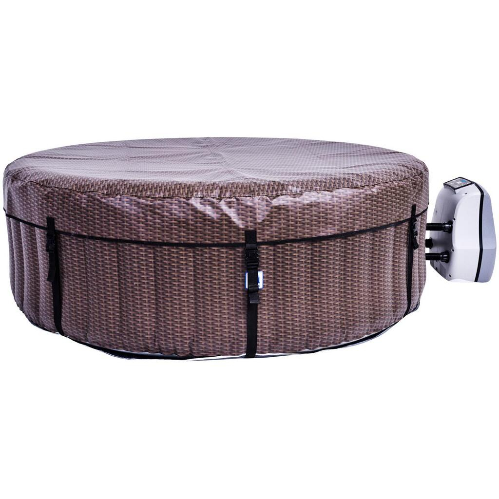 (Ø175cm) 800L NICE Aufblasbarer Whirlpool Jacuzzi Spa Becken Sprudelbad mit Rattan Optik - Braun