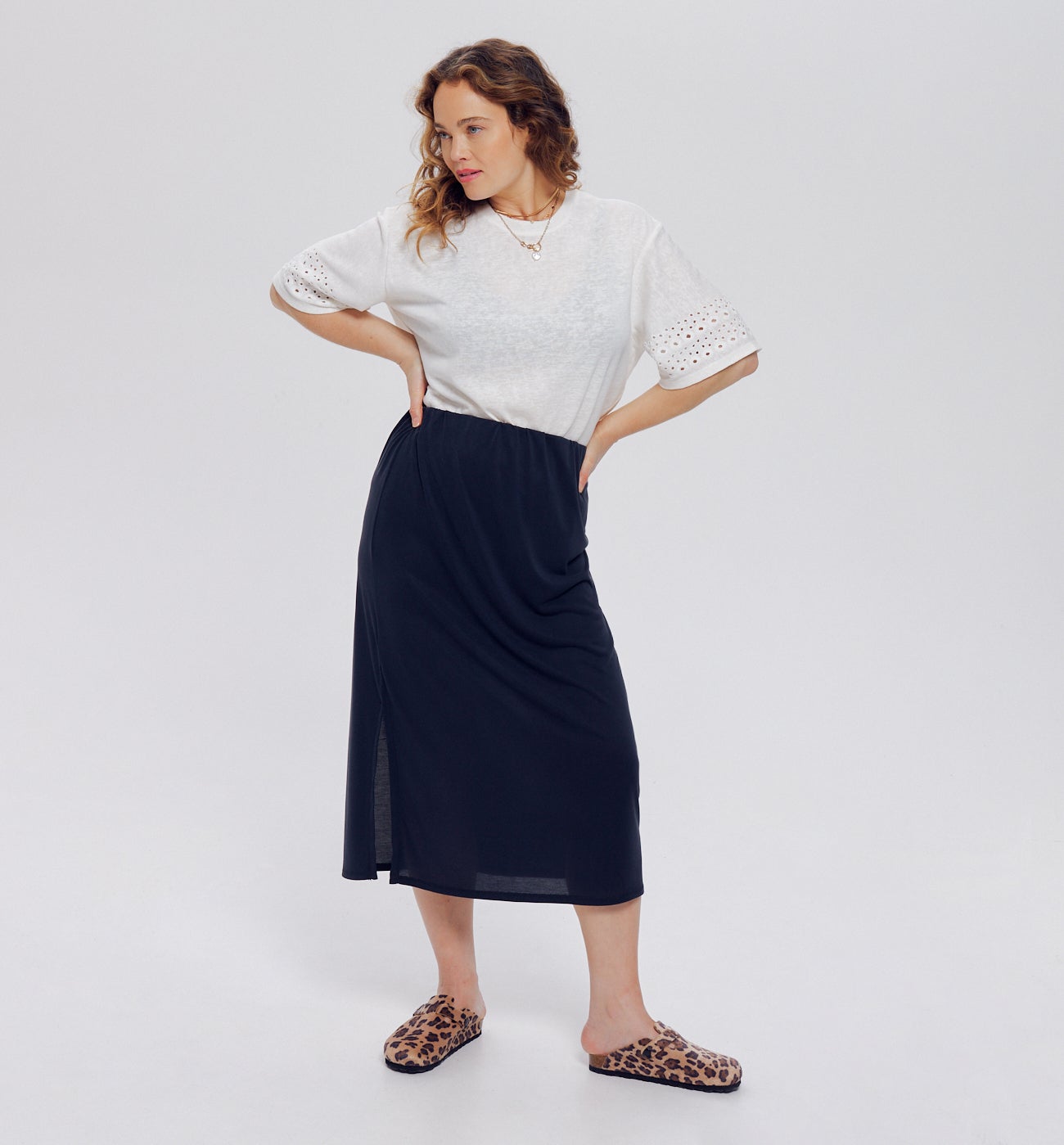 T-shirt avec broderie anglaise - Ecru