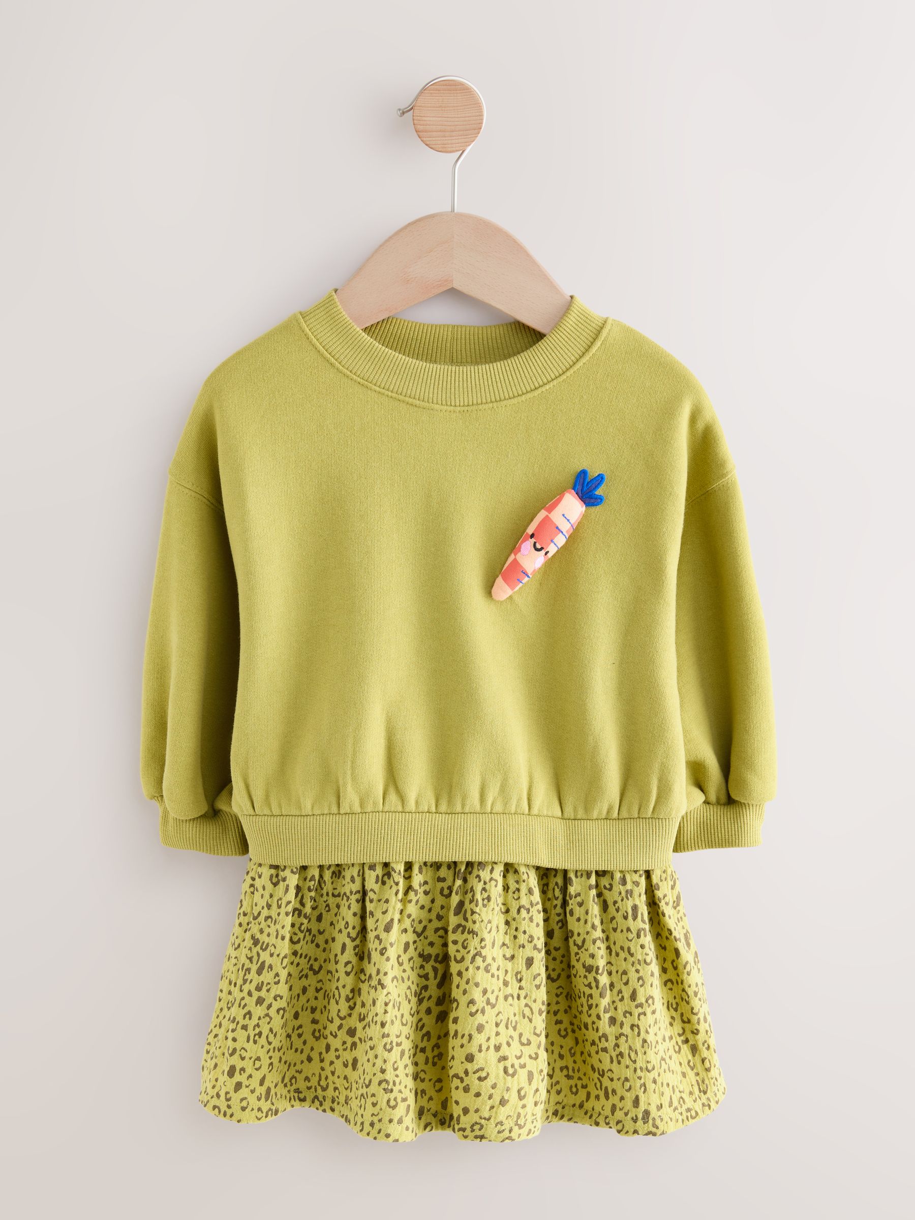 Groene wortel - Sweatjurk met mesh rok (3mnd -7jr)