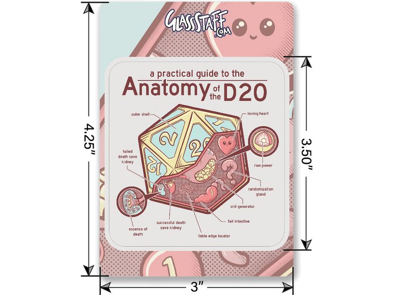 Glass Staff Anatomy of the D20 Sticker Mehrfarbig Aufkleber für RPG-Fans