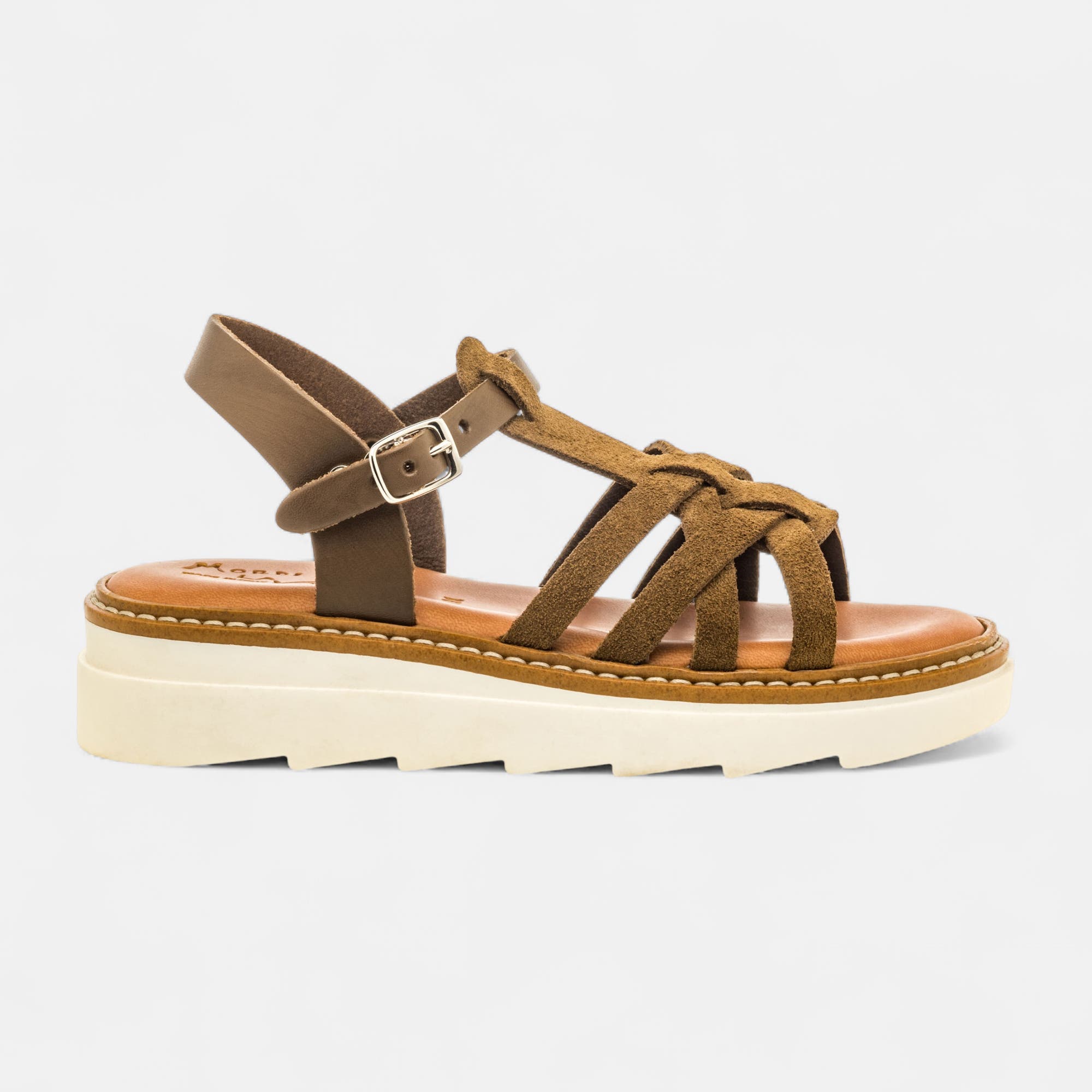 Nu-pieds Fille en cuir kaki