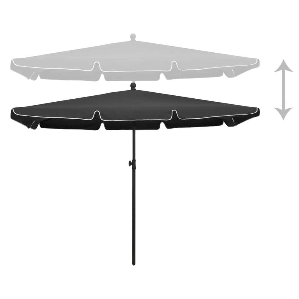 Parasol de jardin avec mât 210 x 140 cm anthracite