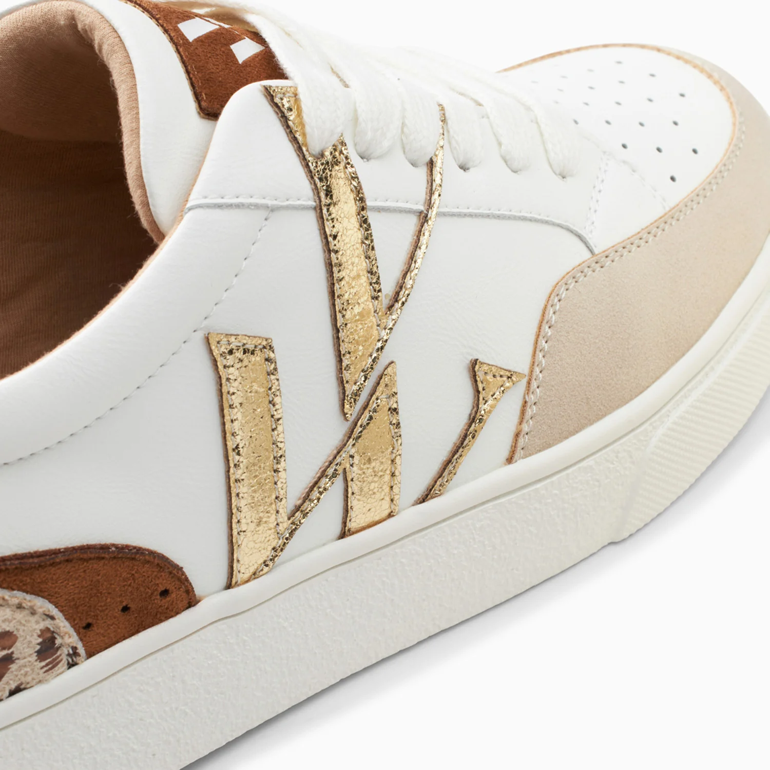 Sneakers-Baskets monogramme Luna blanc et or
