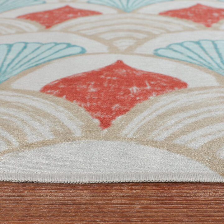 Buitenvloerkleed - Oasis Shell Blauw/Rood | OEKO-TEX & Wasbaar
